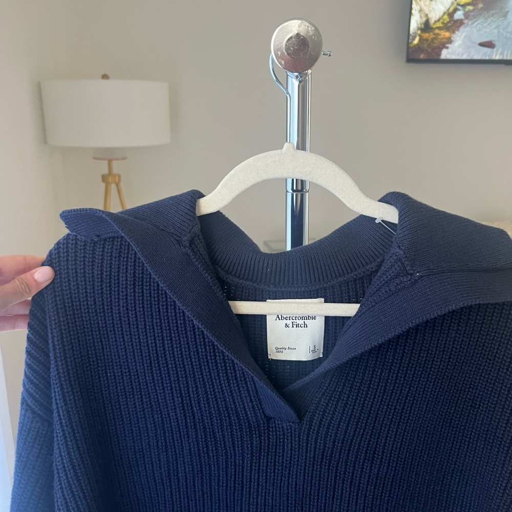 NWOT A&F Ribbed Polo Sweater - Picture 4 of 8
